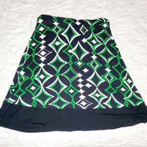 Anne Klein Black Green Geometric Skirt